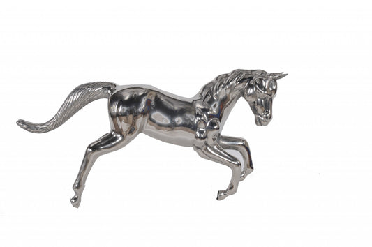 19" Nickel Metal Horse Figurine Tabletop Sculpture