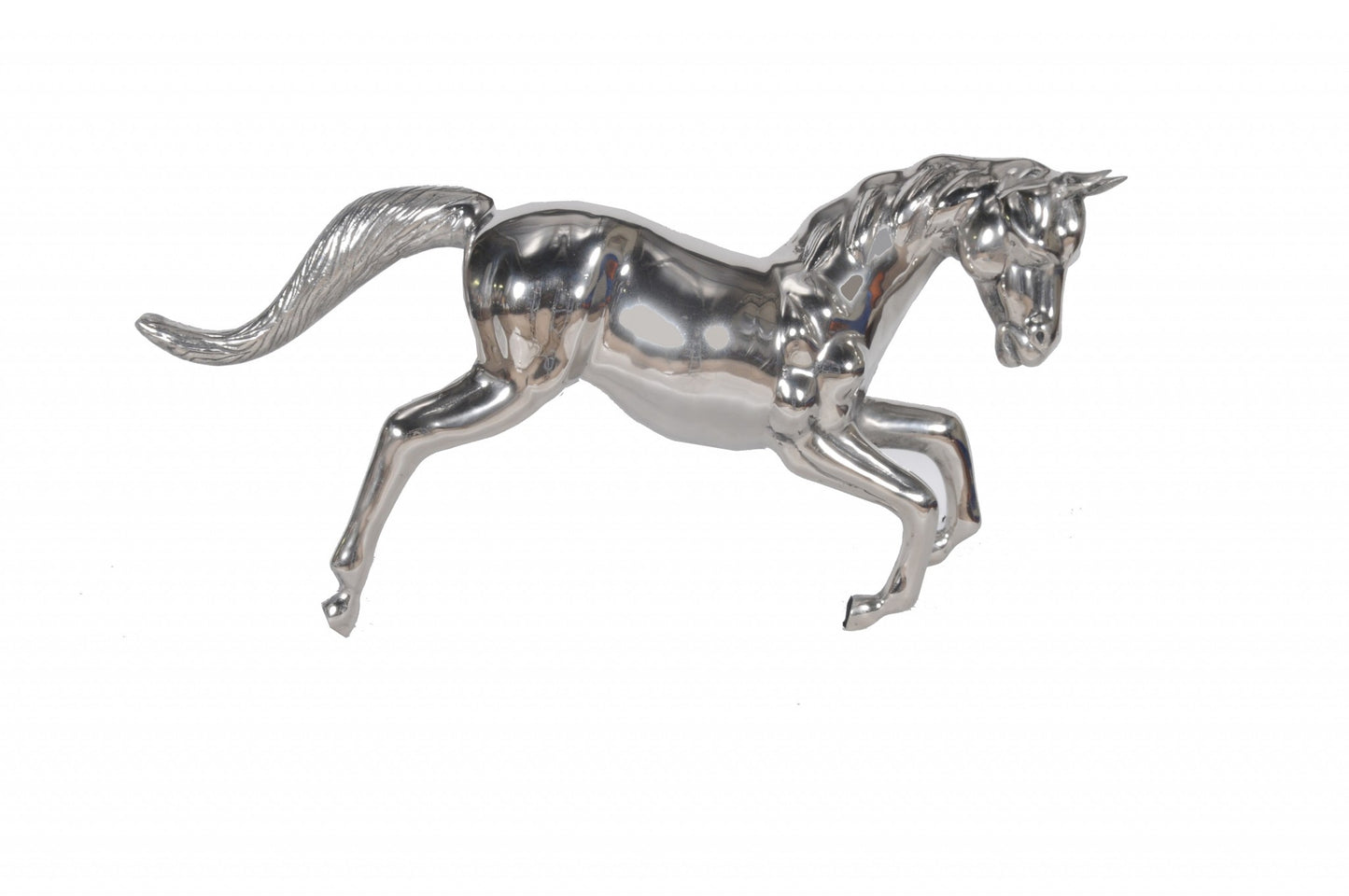 19" Nickel Metal Horse Figurine Tabletop Sculpture