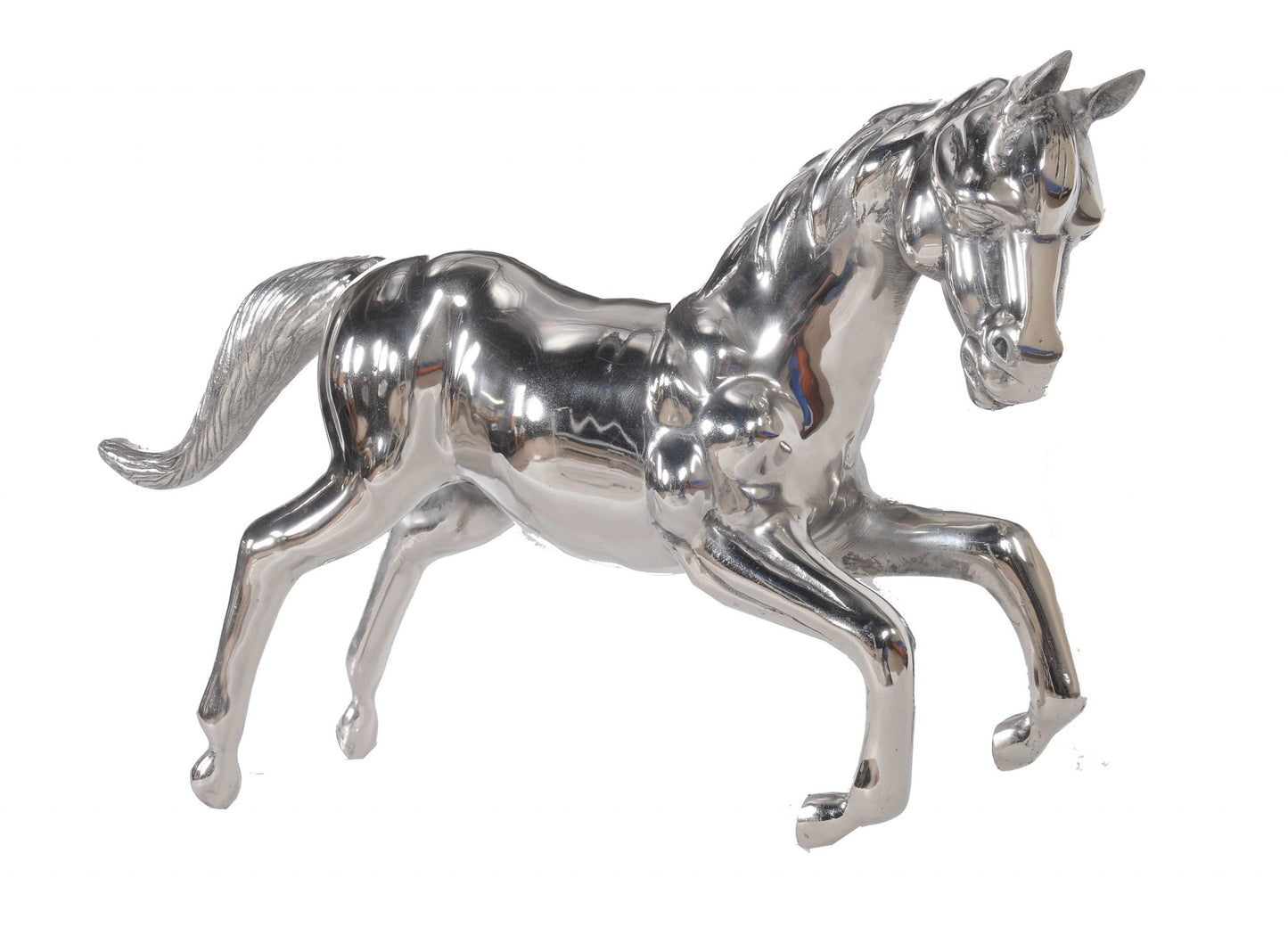 19" Nickel Metal Horse Figurine Tabletop Sculpture