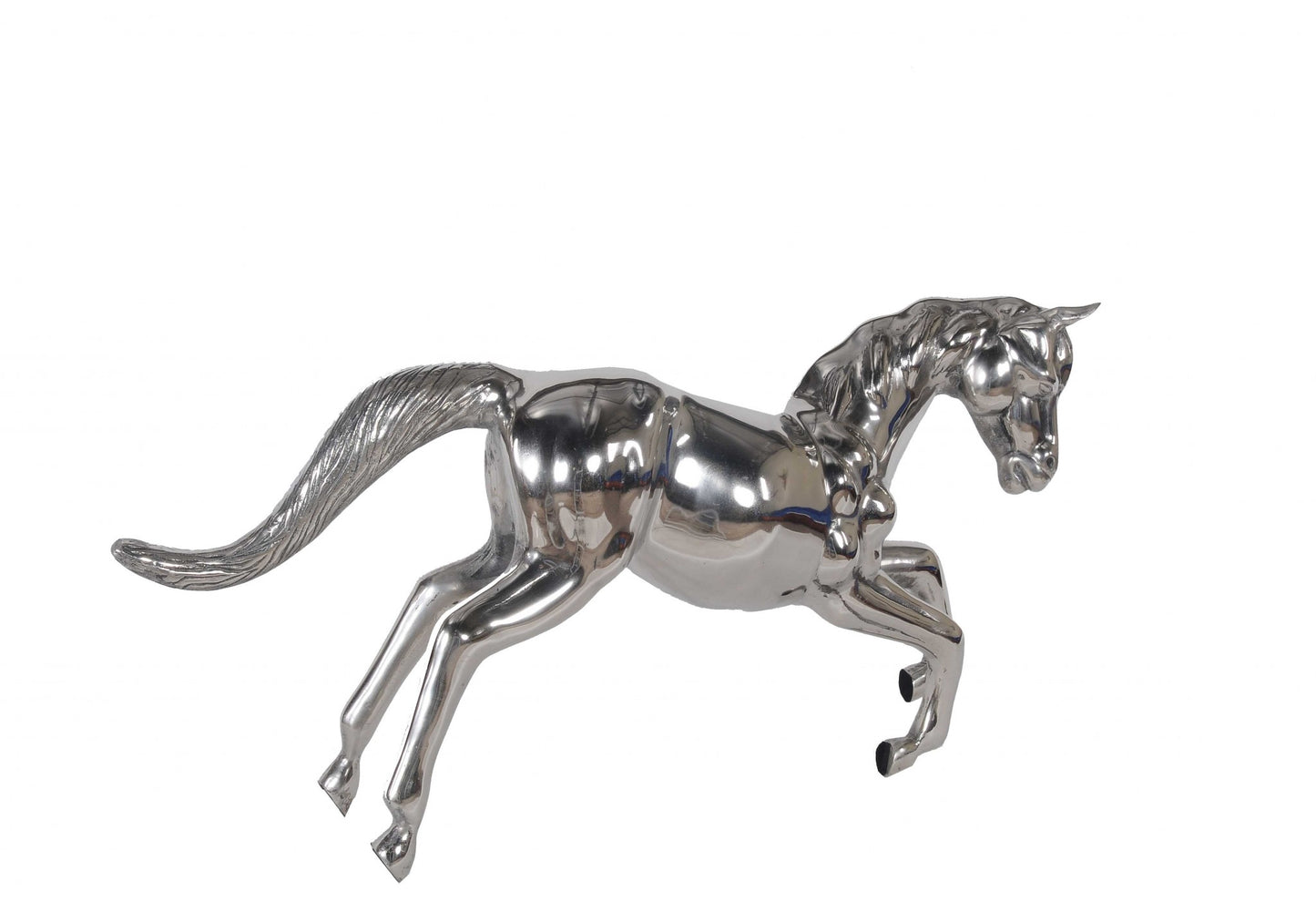 19" Nickel Metal Horse Figurine Tabletop Sculpture