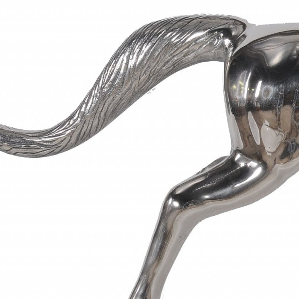 19" Nickel Metal Horse Figurine Tabletop Sculpture