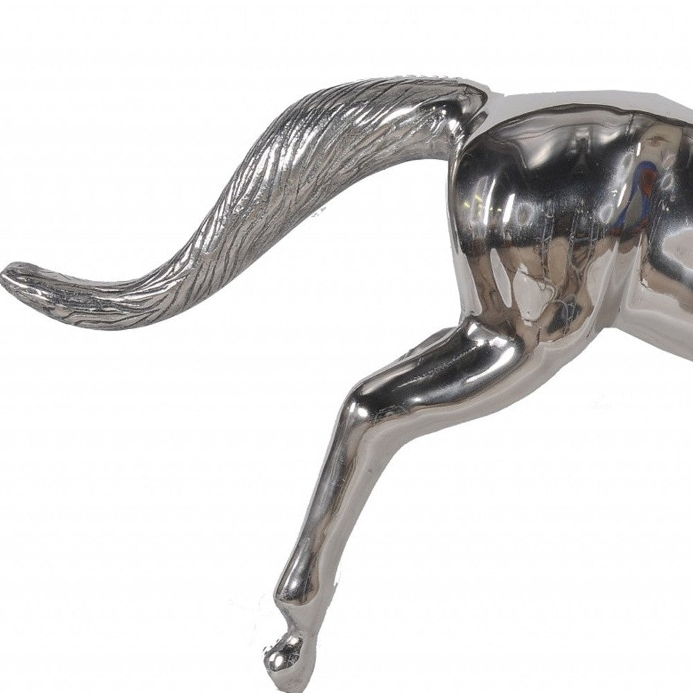 19" Nickel Metal Horse Figurine Tabletop Sculpture