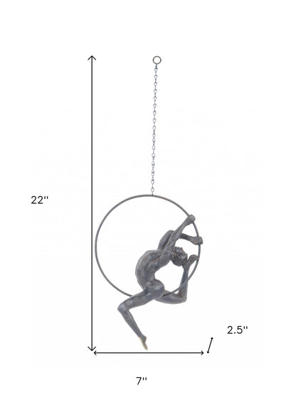 Athletic Man Hanging Ring Sculpture