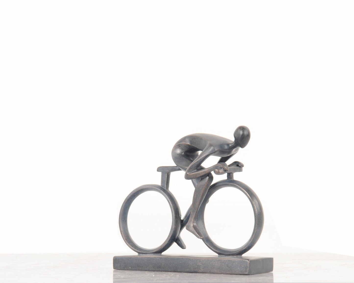 Minimalist Cyclist Cement Finish Statue