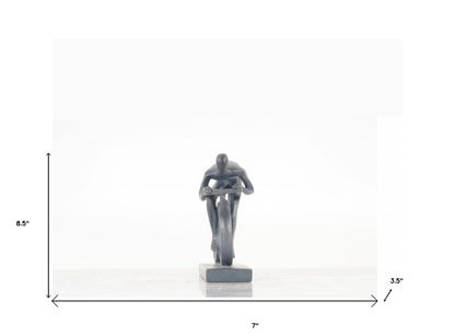 Minimalist Cyclist Cement Finish Statue