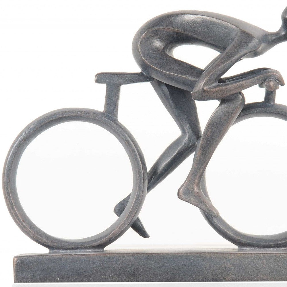 Minimalist Cyclist Cement Finish Statue