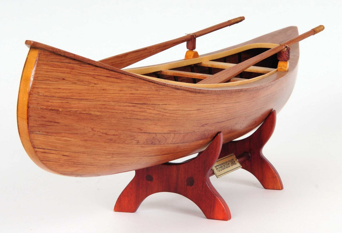 6" Wood Brown Solid Wood Hand Painted Model Boat Tabletop Sculpture