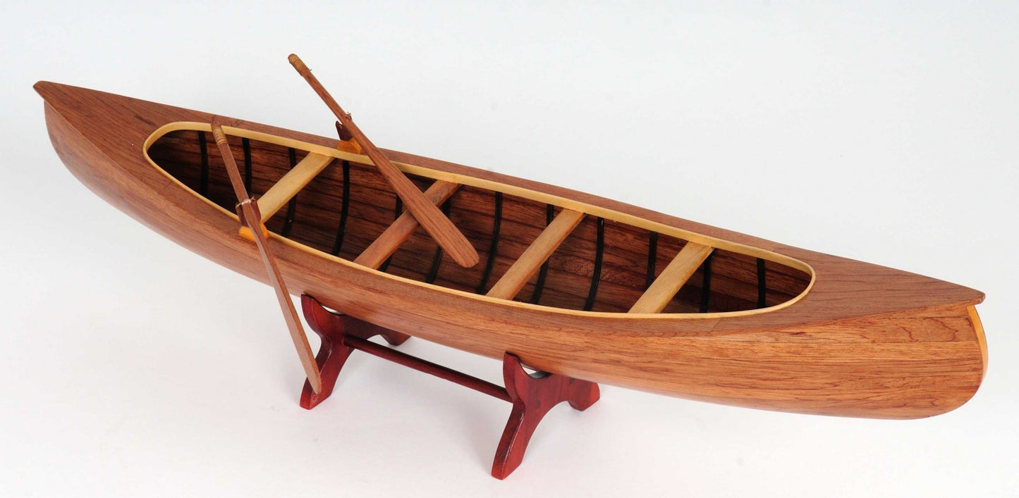 6" Wood Brown Solid Wood Hand Painted Model Boat Tabletop Sculpture