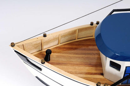 22" Black And White Solid Wood Hand Painted Model Boat