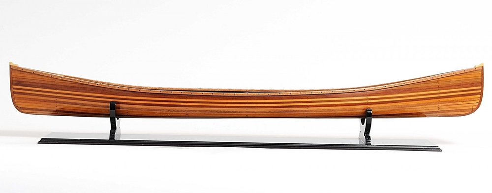 6" Brown Solid Wood Hand Painted Model Boat