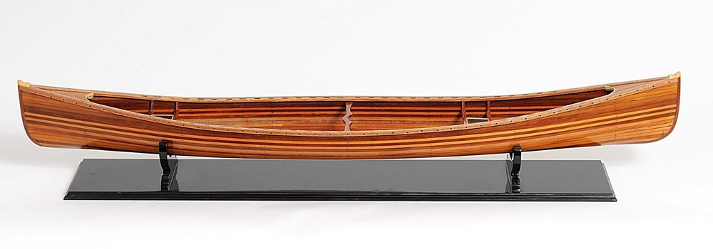 6" Brown Solid Wood Hand Painted Model Boat