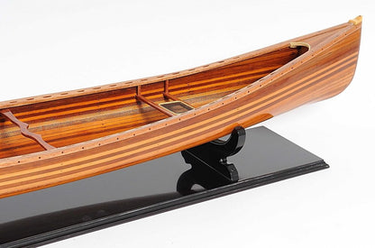 6" Brown Solid Wood Hand Painted Model Boat