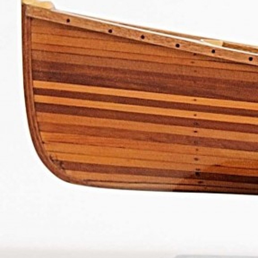 6" Brown Solid Wood Hand Painted Model Boat