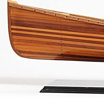 6" Brown Solid Wood Hand Painted Model Boat