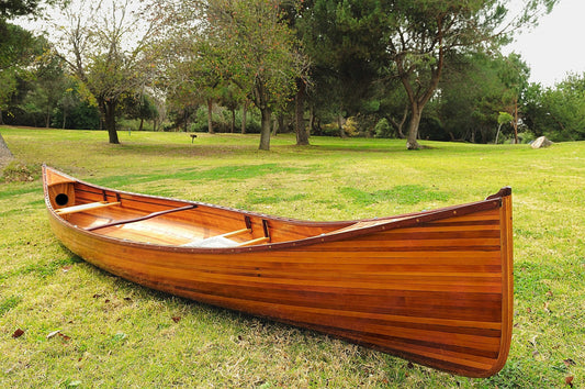 35.5" X 216" X 27" Wooden Canoe