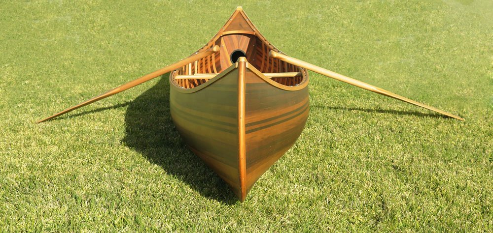 16" Brown Solid Wood Hand Painted Model Boat