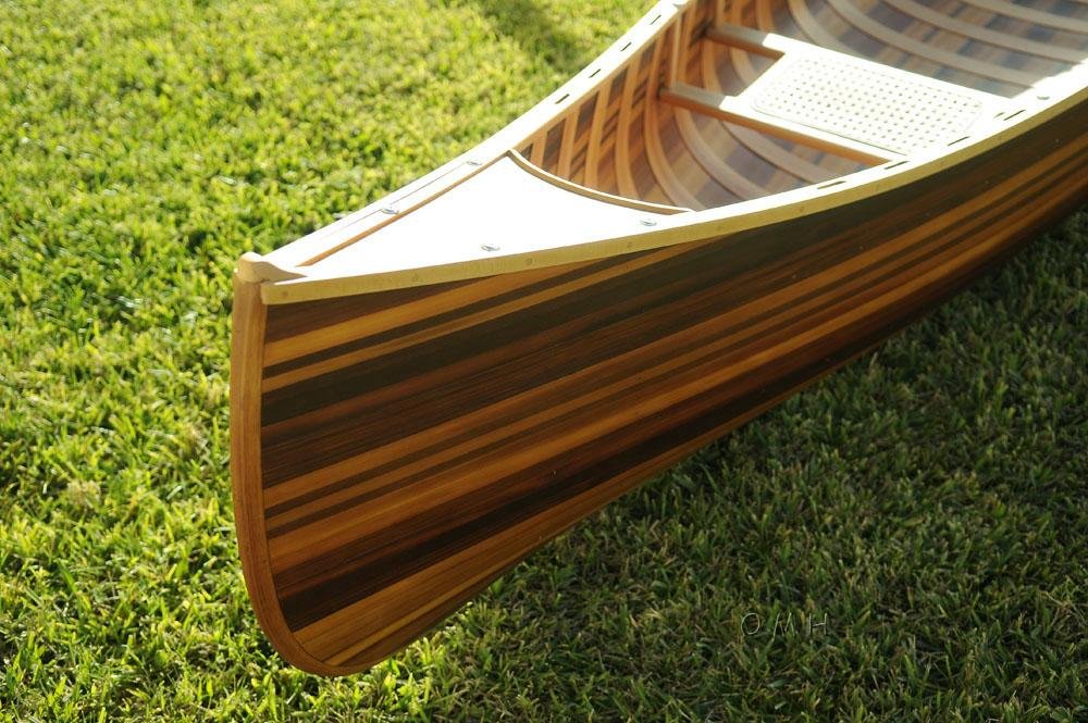 16" Brown Solid Wood Hand Painted Model Boat
