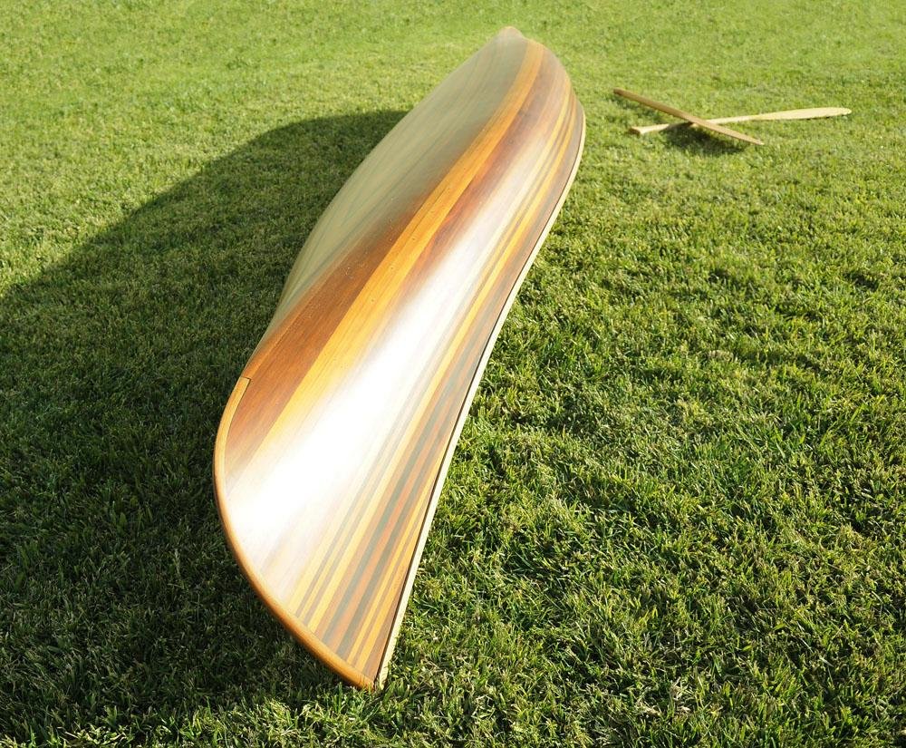 16" Brown Solid Wood Hand Painted Model Boat