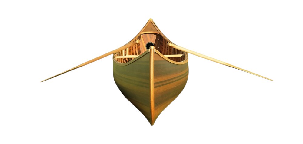 16" Brown Solid Wood Hand Painted Model Boat