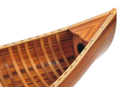 20.25" X 70.5" X 15" Wooden Canoe With Ribs Matte Finish