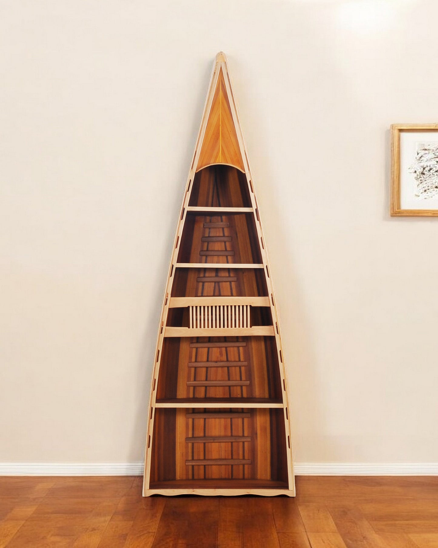 21" Wood Brown Solid Wood Six Tier Boat Bookcase