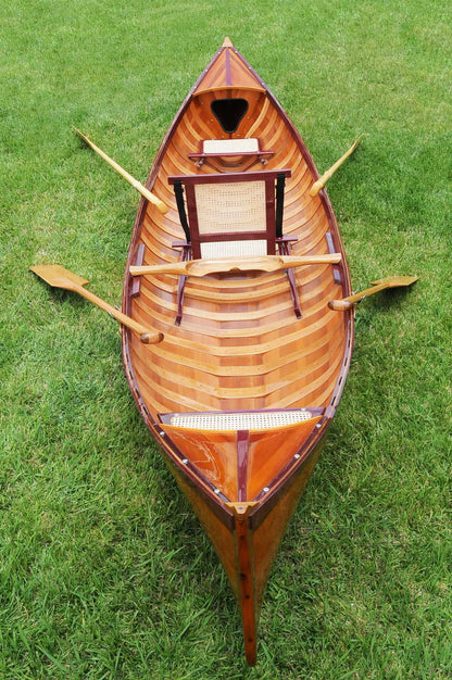 26" Wood Brown Solid Wood Model Boat Tabletop Sculpture