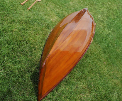 26" Wood Brown Solid Wood Model Boat Tabletop Sculpture