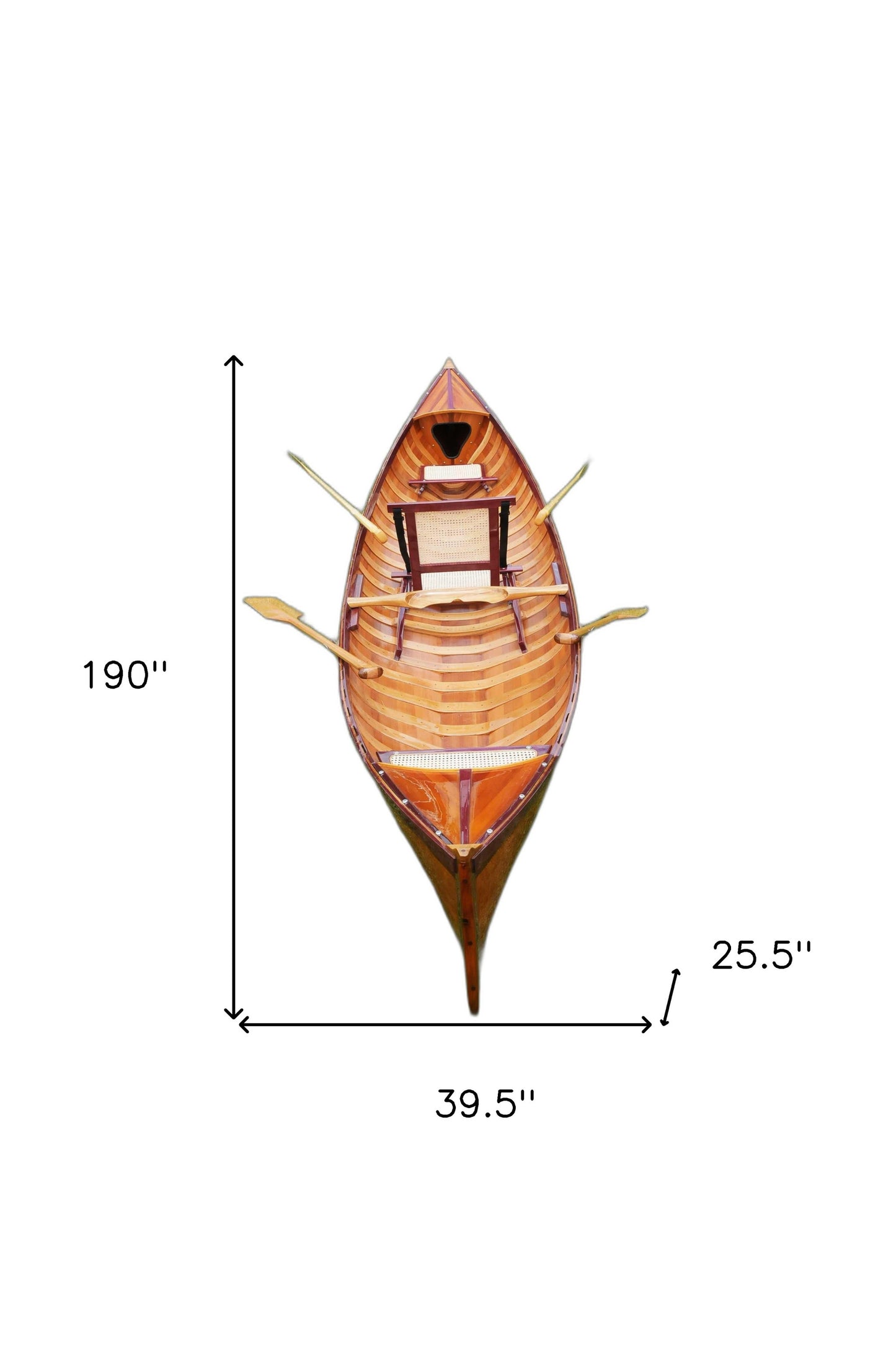 26" Wood Brown Solid Wood Model Boat Tabletop Sculpture