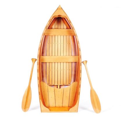 15" Brown Solid Wood Hand Painted Model Boat