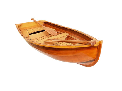 15" Brown Solid Wood Hand Painted Model Boat