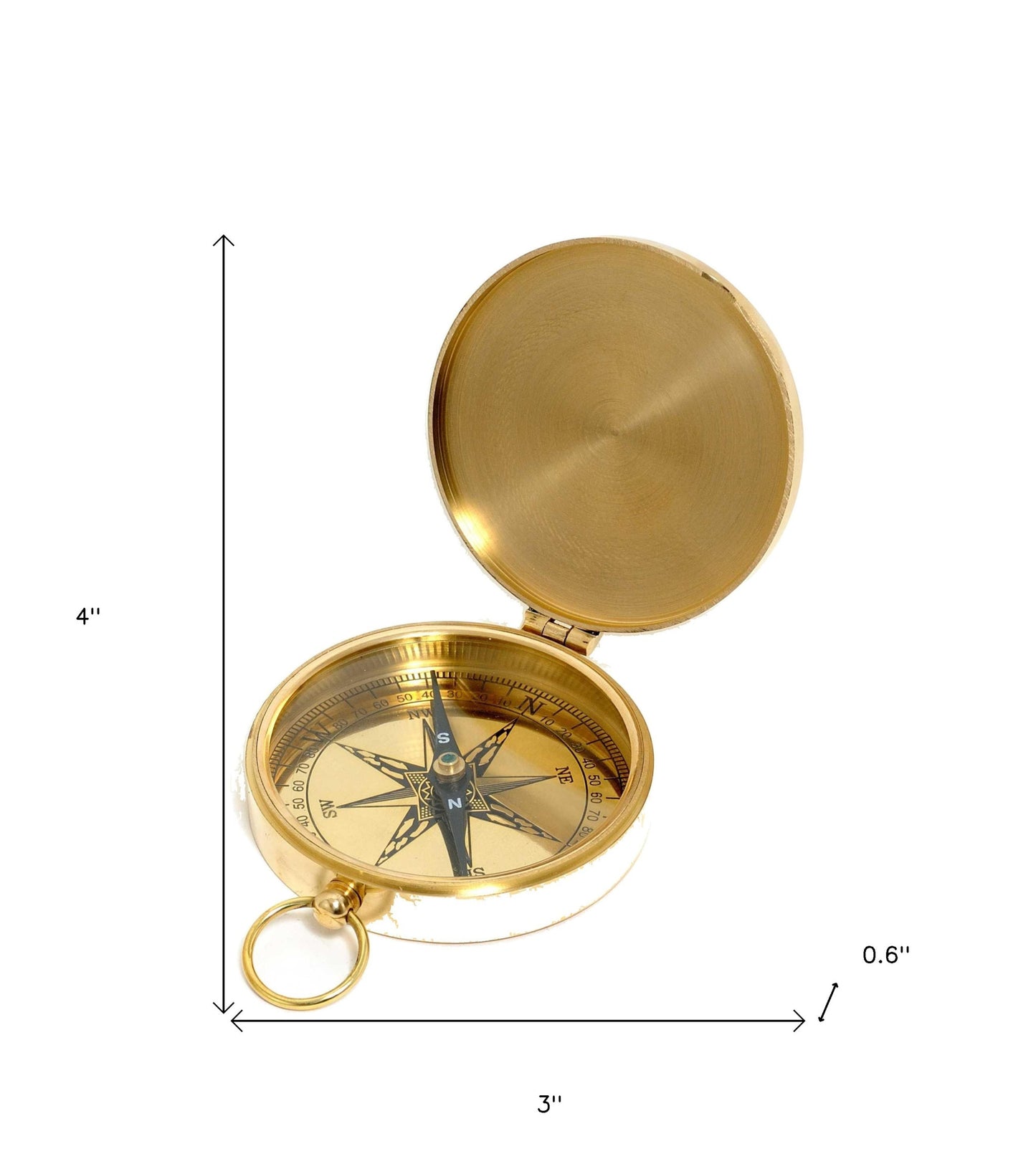 Shiny Brass Marine Compass With Lid