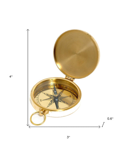 Shiny Brass Marine Compass With Lid