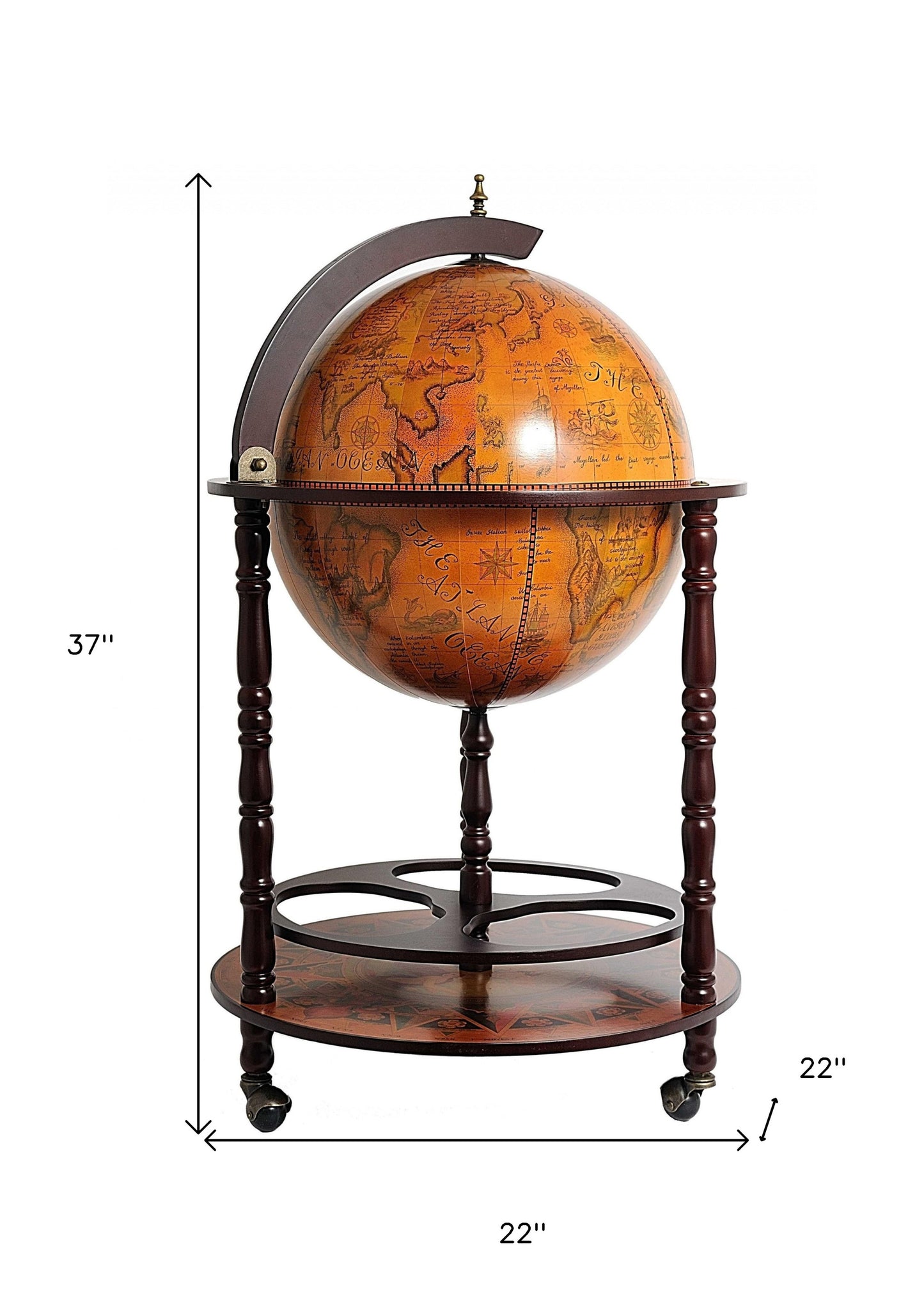 22" X 22" X 37" Globe Drink Cabinet