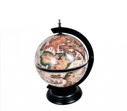 13" Brown And Black World Map Globe Chess Game Set