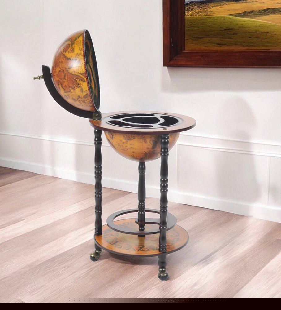 17" X 17" X 35" Globe Bar Table 330Mm 4 Legs Stand  Red