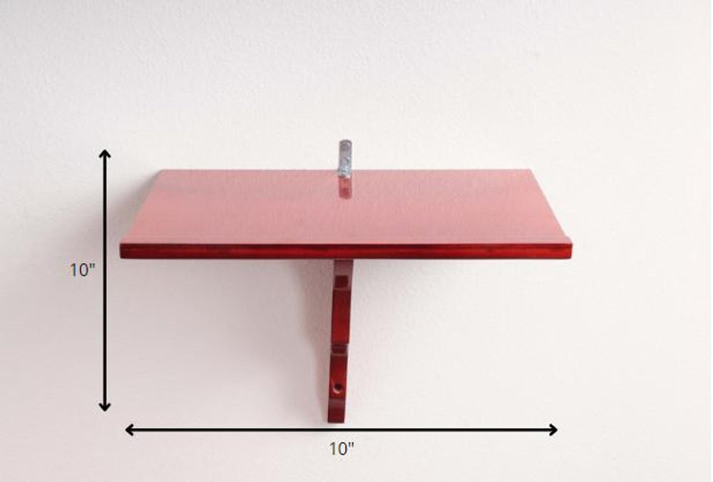 10" Red Solid Wood Wall Mounted Floating Shelf