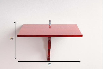 10" Red Solid Wood Wall Mounted Floating Shelf