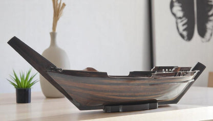 6" Dark Brown Novelty Wood Serving Tray With Handles