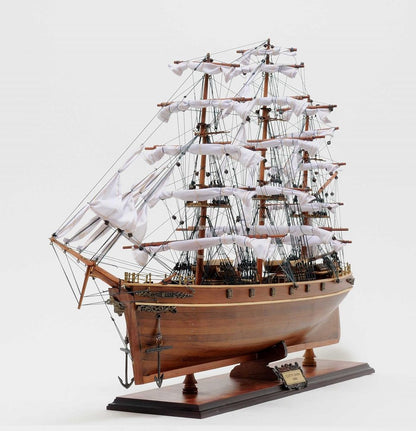 28" Brown Solid Wood Hand Painted Model Boat