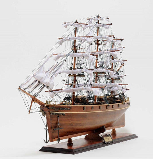 28" Brown Solid Wood Hand Painted Model Boat