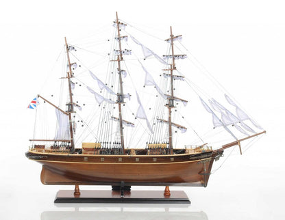 28" Brown Solid Wood Hand Painted Model Boat