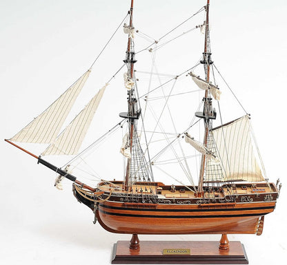 24" Brown Solid Wood Hand Painted Boat Model Boat