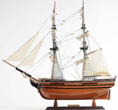 24" Brown Solid Wood Hand Painted Boat Model Boat