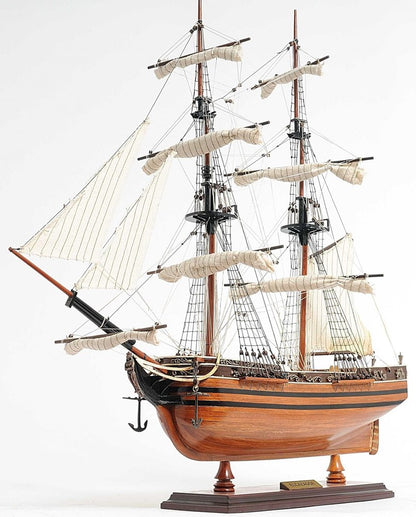 24" Brown Solid Wood Hand Painted Boat Model Boat