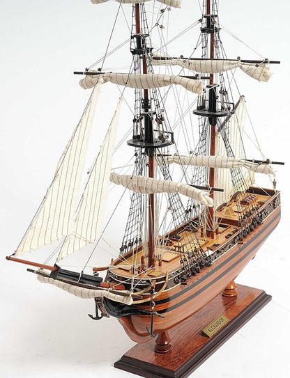 24" Brown Solid Wood Hand Painted Boat Model Boat