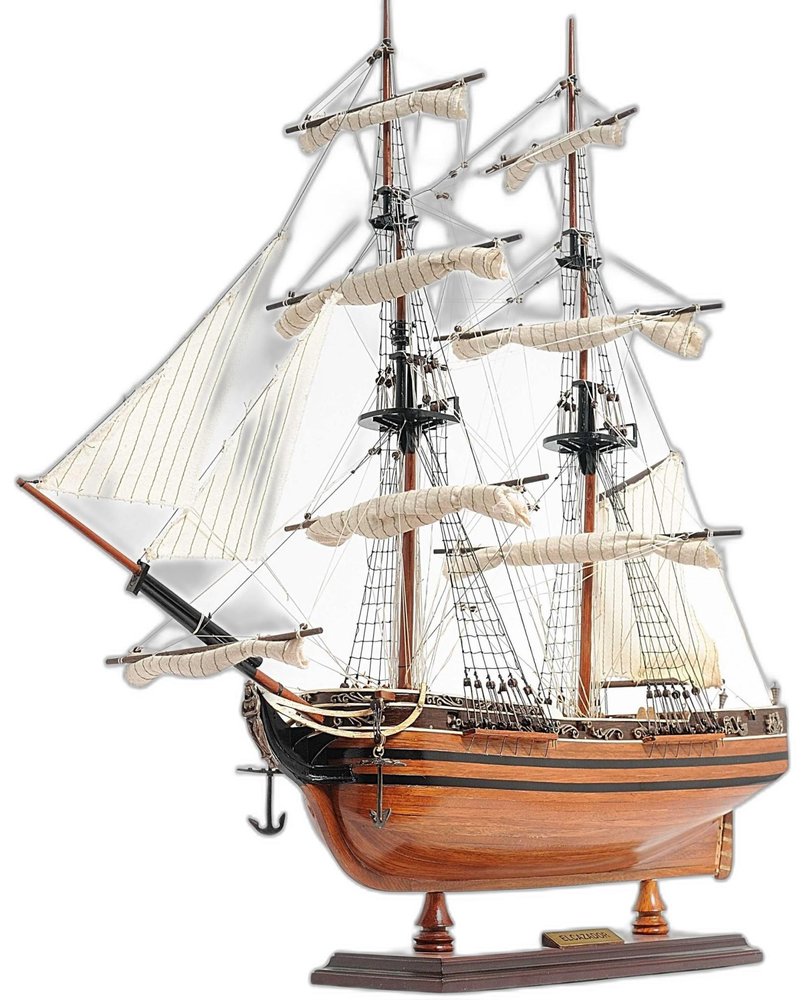 24" Brown Solid Wood Hand Painted Boat Model Boat