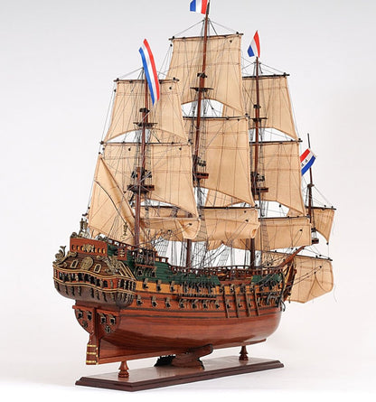 26" Brown Solid Wood Hand Painted Model Boat