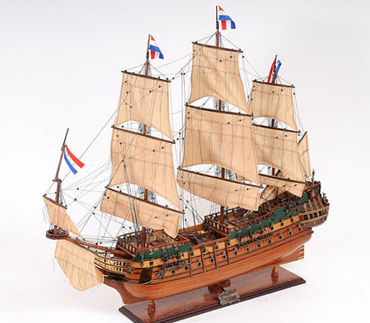 26" Brown Solid Wood Hand Painted Model Boat