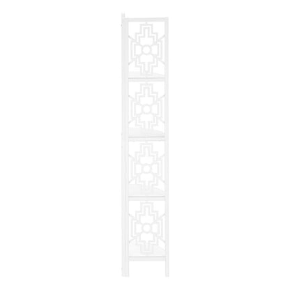 62" White Metal Corner Bookcase