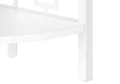 62" White Metal Corner Bookcase